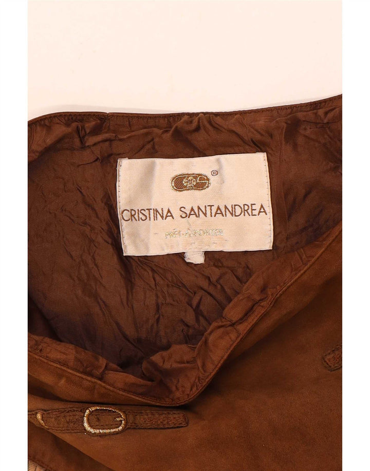 Cristina Santandrea Jupe évasée à motif abstrait pour femme Medium W28 Marron