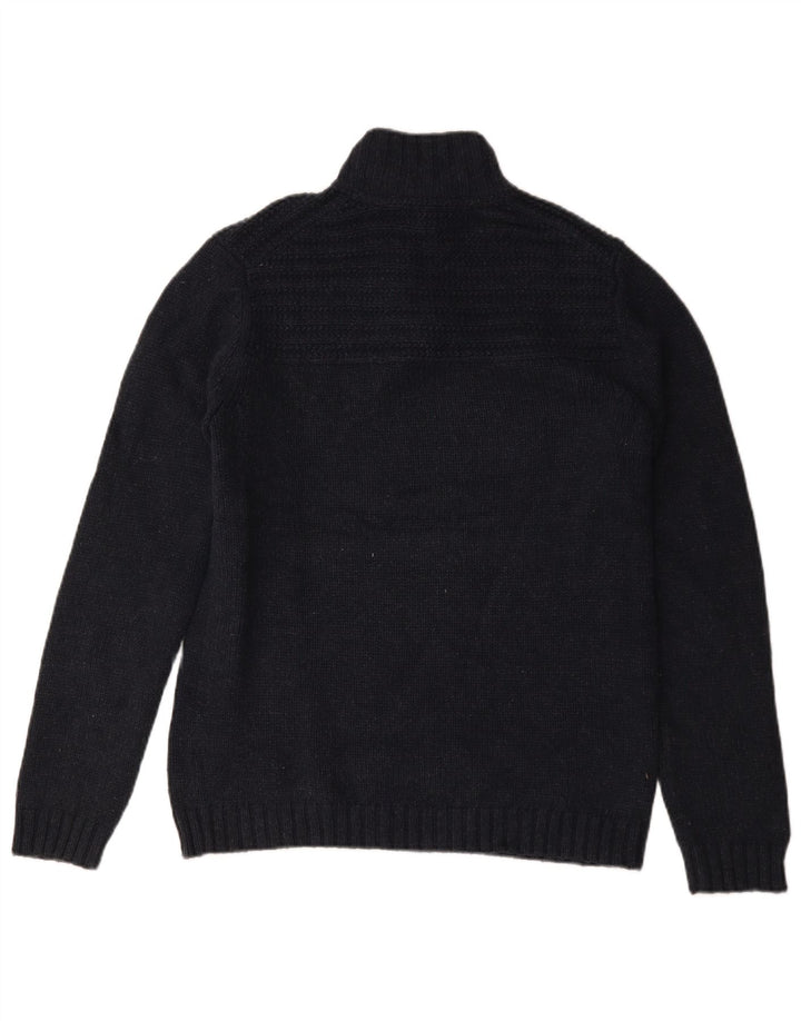 Ted Baker Pull à col boutonné pour homme Taille 3 Bleu marine moyen Coton