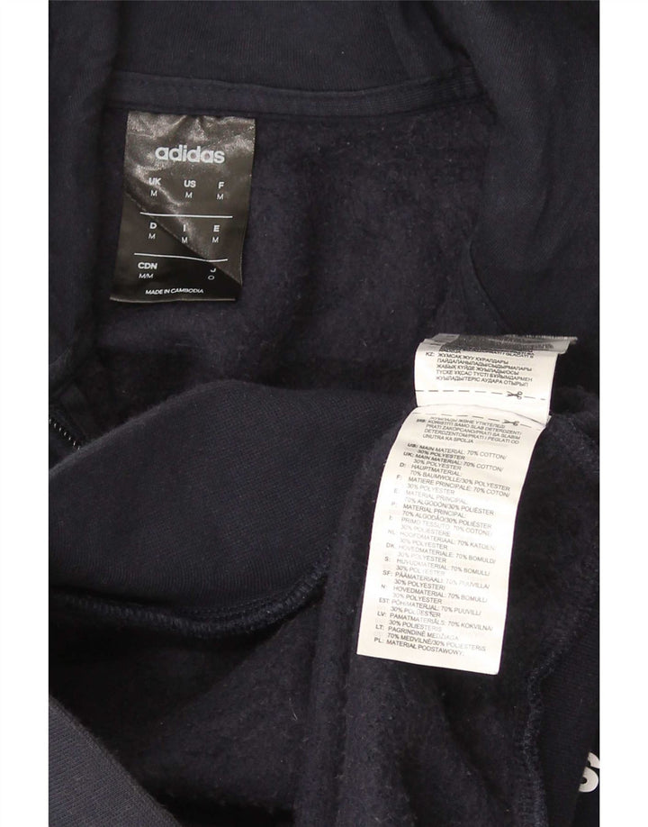 Adidas Pull à capuche zippé pour homme en coton bleu marine moyen