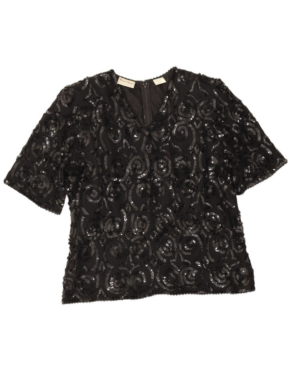 Frank Usher Chemisier pour femme UK 16 Grande soie noire