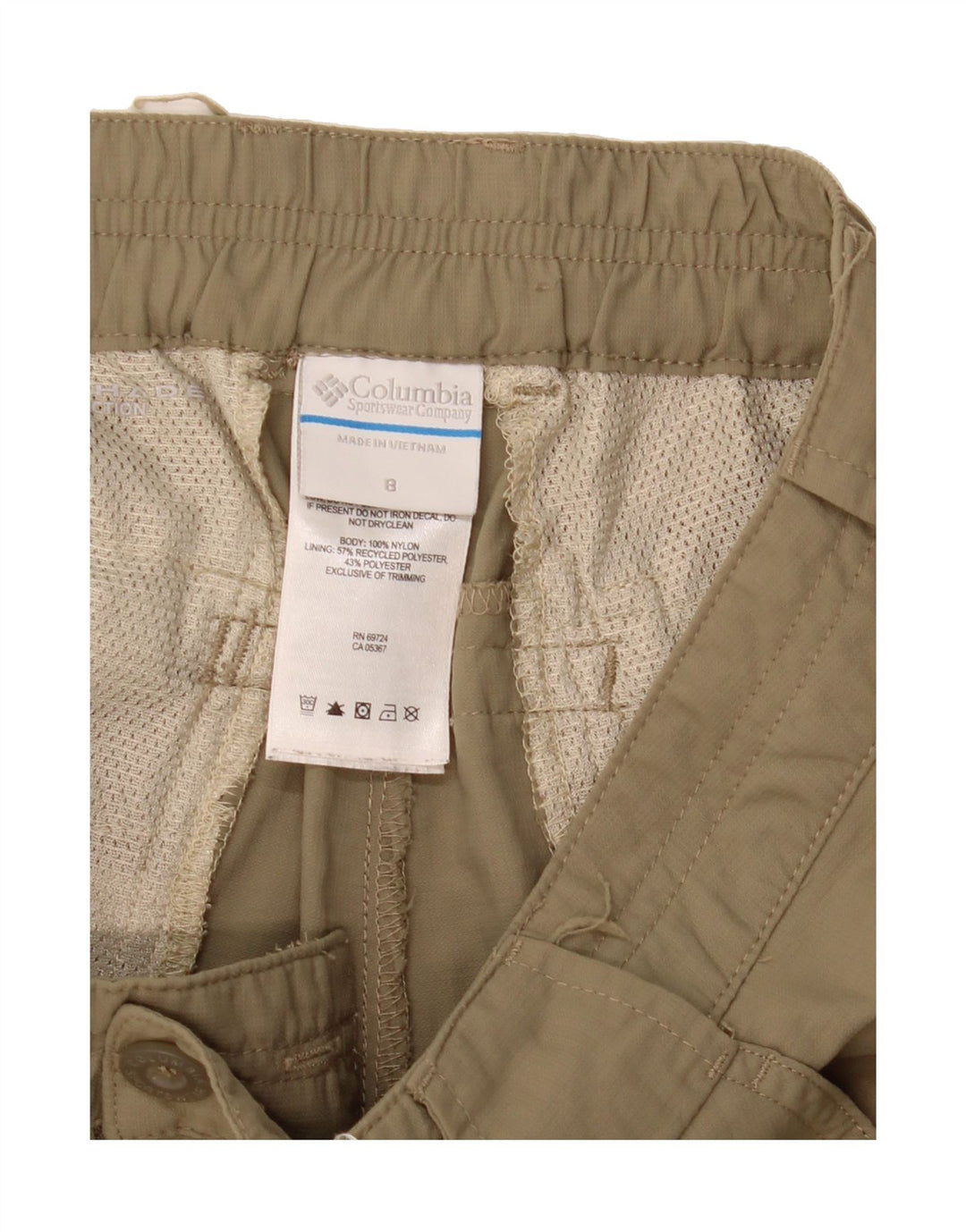 COLUMBIA Womens Capri Cargo Trousers US 8 Medium W30 L18 Beige Nylon Vintage Columbia and Second-Hand Columbia from Messina Hembry 