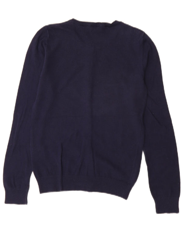 BENETTON Pull Cardigan Fille 13-14 Ans 3XL Bleu Marine Coton