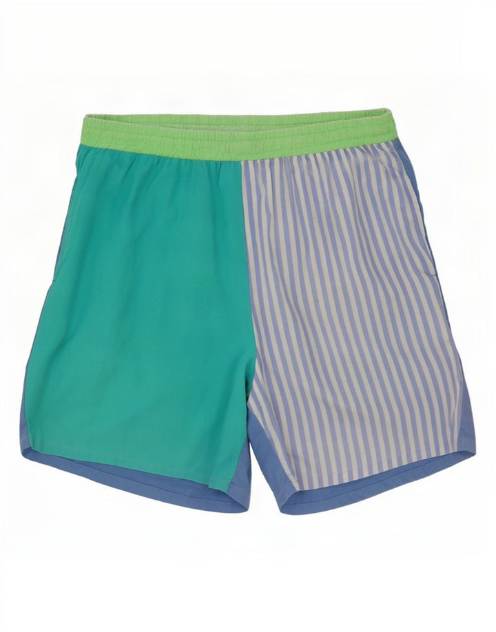 Short de bain vintage pour hommes à fines rayures multicolores moyennes