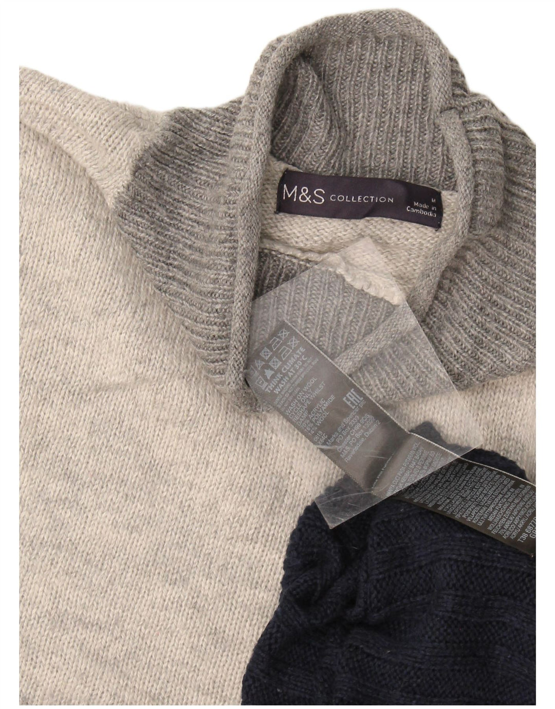 Marks & Spencer Pull à col roulé pour femme UK 14 Bleu marine moyen