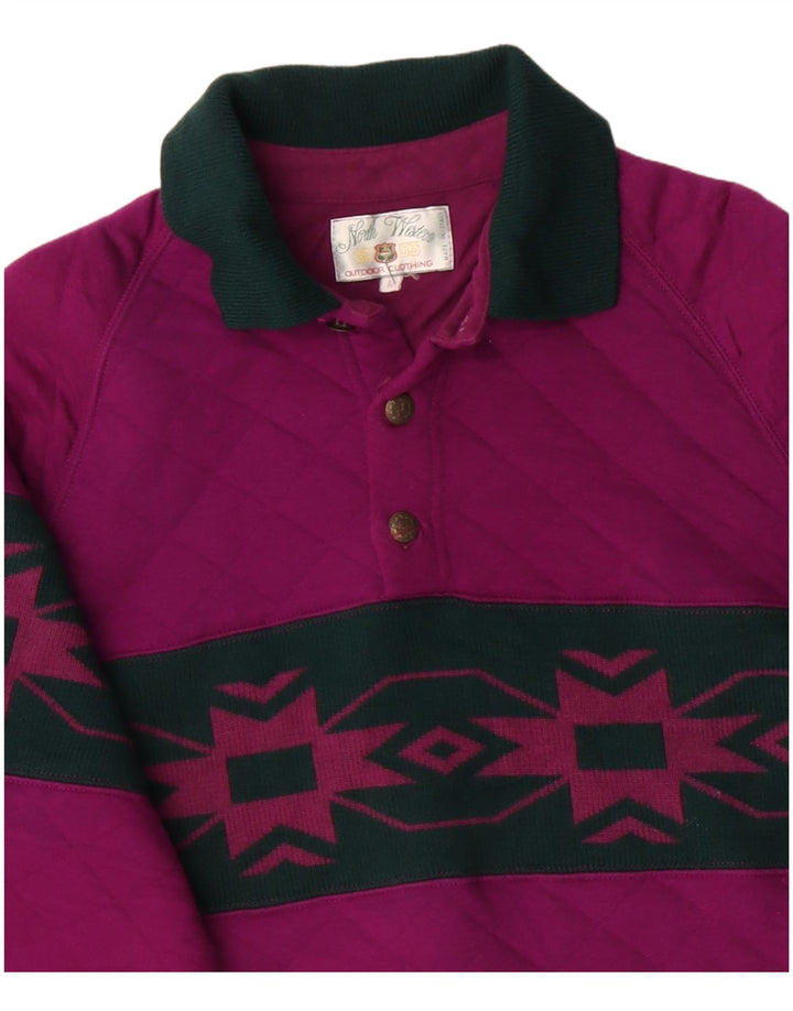 NORTH WESTERN Sweat-shirt à col polo pour homme Violet moyen Fair Isle