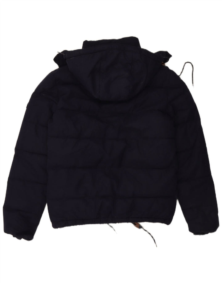 Superdry Veste matelassée à capuche pour hommes UK 38 Bleu marine moyen Polyester
