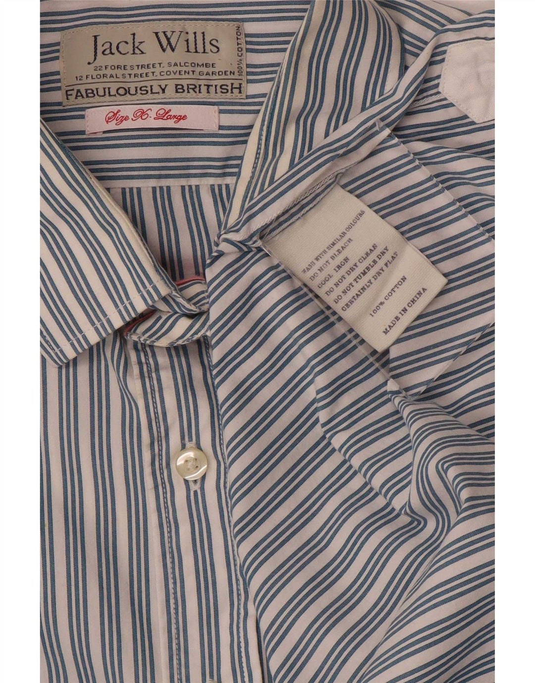 Jack Wills Chemise formelle pour homme XL en coton rayé bleu