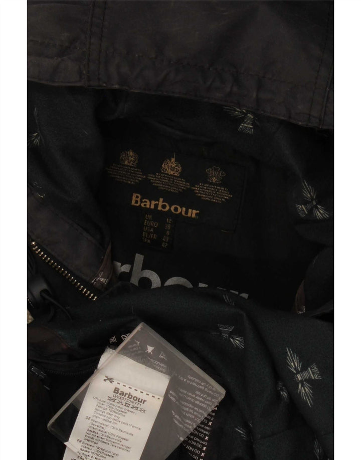 Barbour Veste parka cirée à capuche pour femme UK 12 Bleu marine moyen