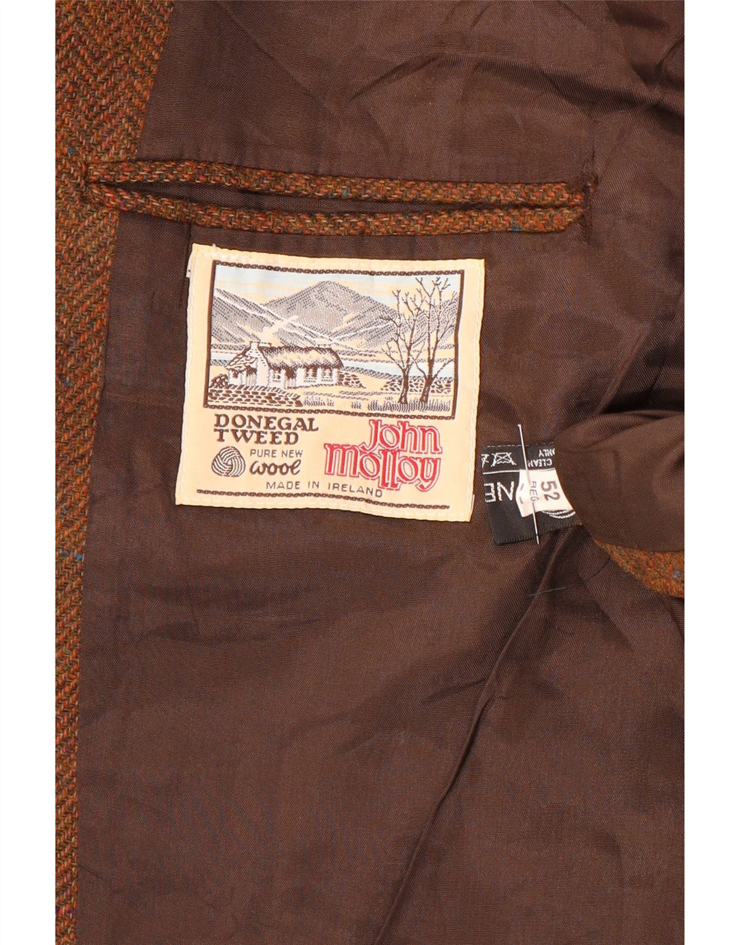 John Molloy Veste blazer à 3 boutons pour homme EU 52 XL en laine à chevrons marron
