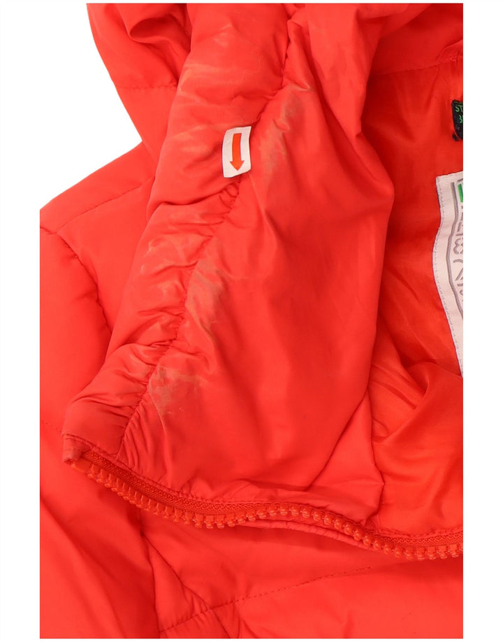 Benetton Manteau Rembourré À Capuche Femme IT 44 Orange Moyen Polyamide
