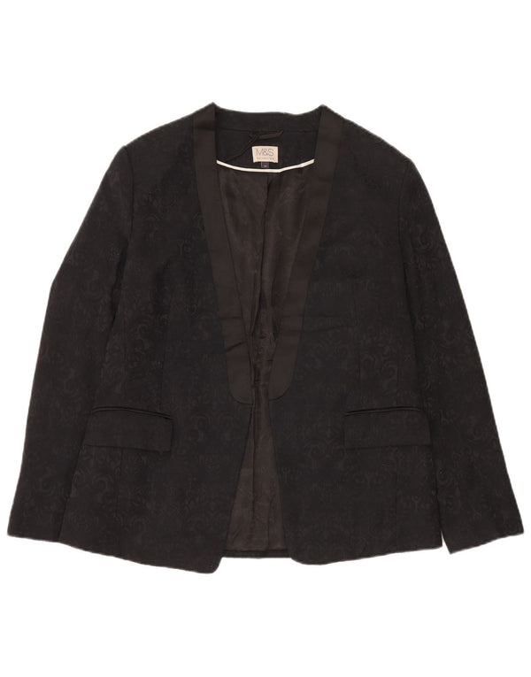Marks & Spencer Veste blazer ouverte pour femme UK 14 Coton cachemire noir moyen