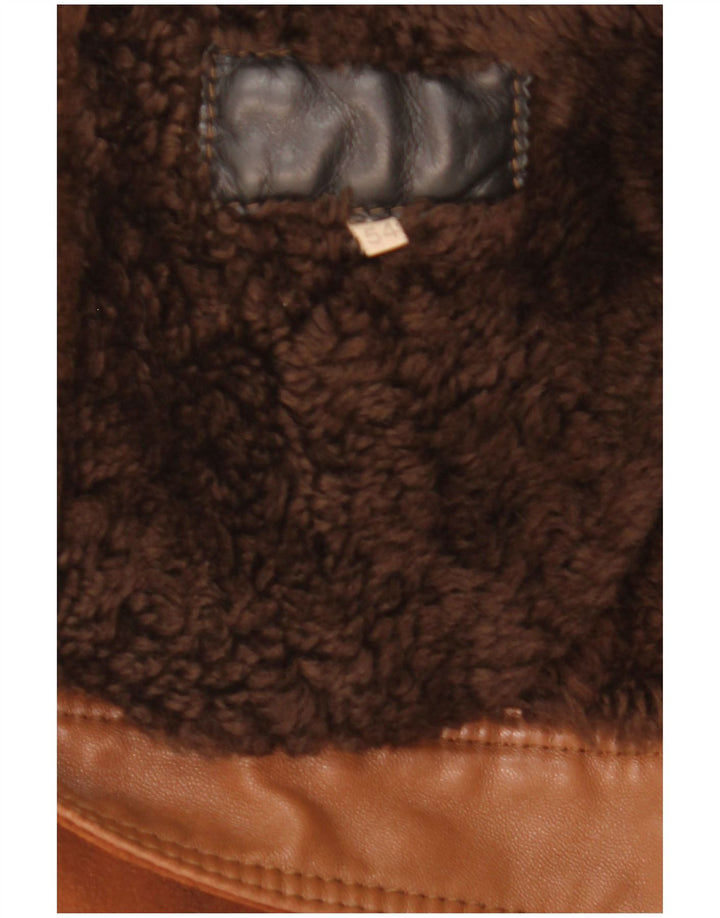 veste en peau de mouton vintage pour hommes IT 54 2XL Marron