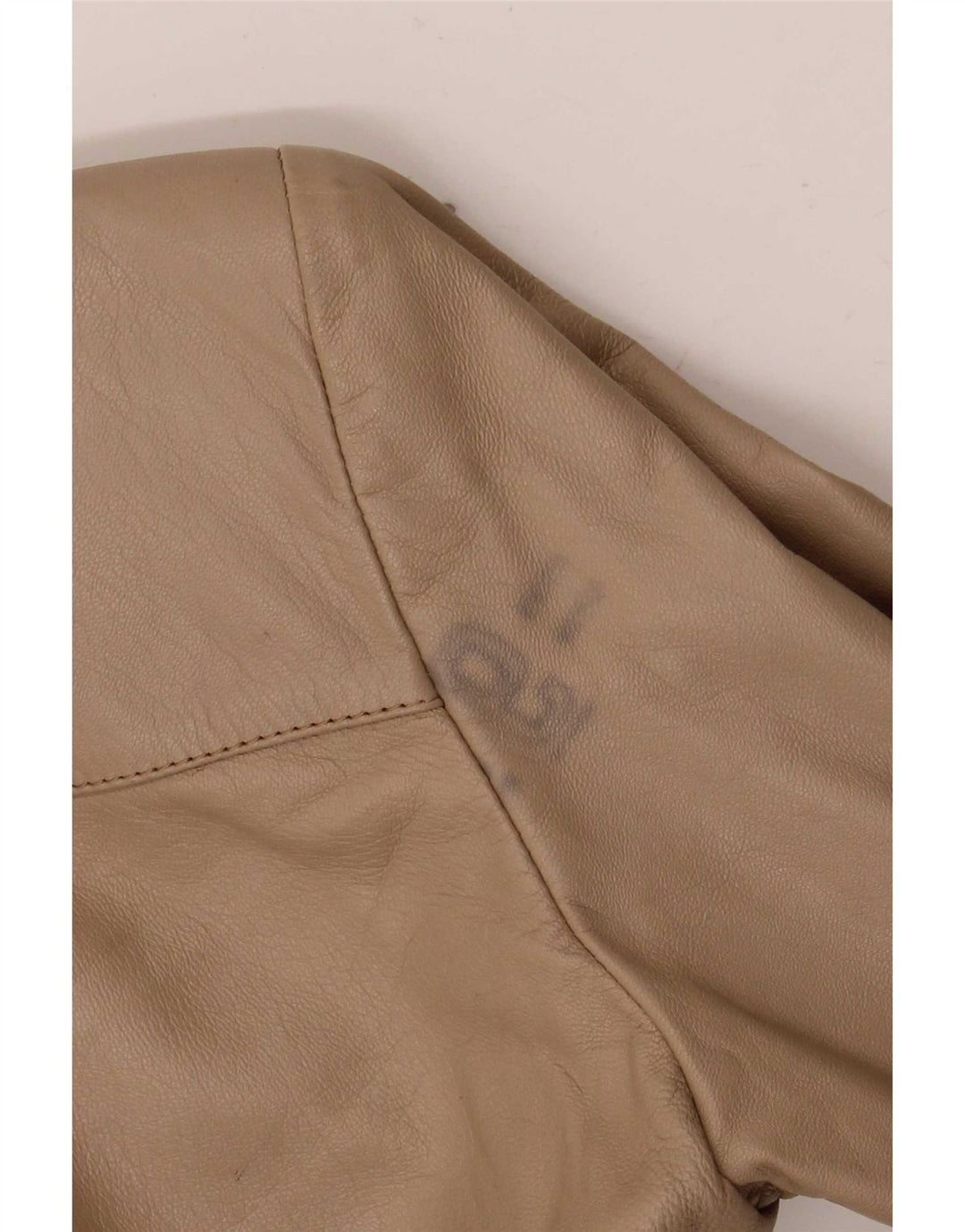 veste en cuir femme vintage IT 42 Beige Moyen