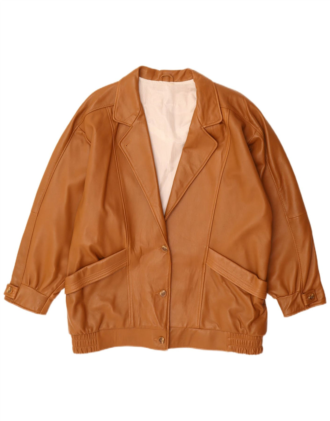 Veste en cuir surdimensionnée femme vintage EU 44 XL Cuir Marron