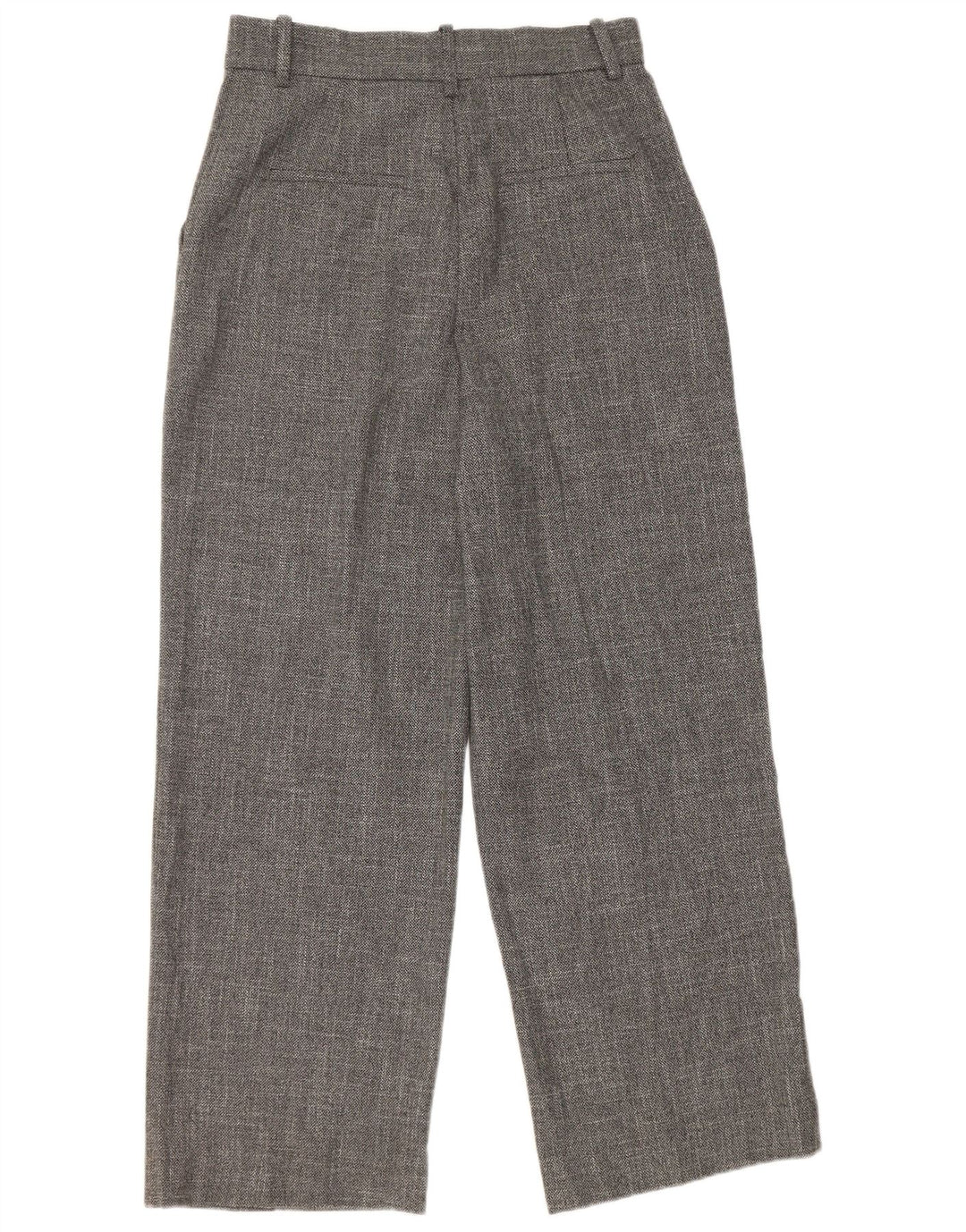 Zara Pantalon décontracté taille haute à jambe large pour femme Gris moyen Polyester