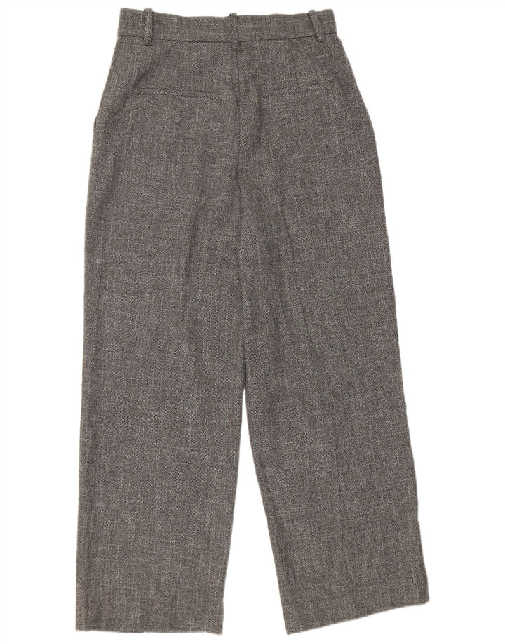 Zara Pantalon décontracté taille haute à jambe large pour femme Gris moyen Polyester