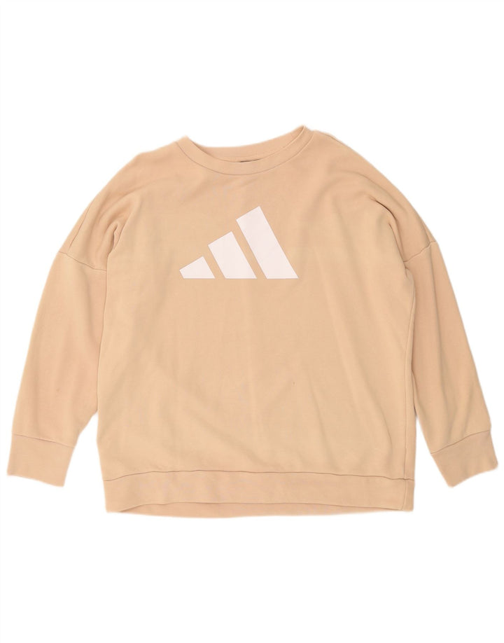 Adidas Sweat-shirt surdimensionné graphique pour femme UK 12/14 Beige moyen