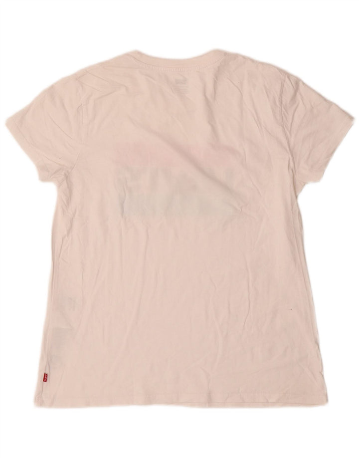 Levi's T-Shirt Graphique Femme UK 16 Large Blanc Cassé Coton