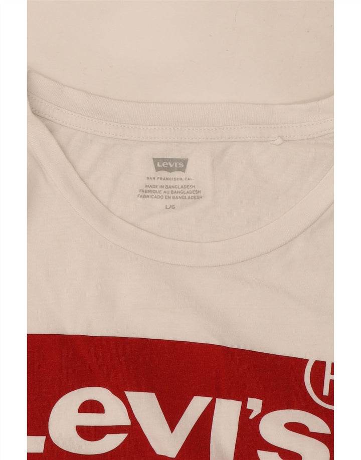 Levi's T-Shirt Graphique Femme UK 16 Large Blanc