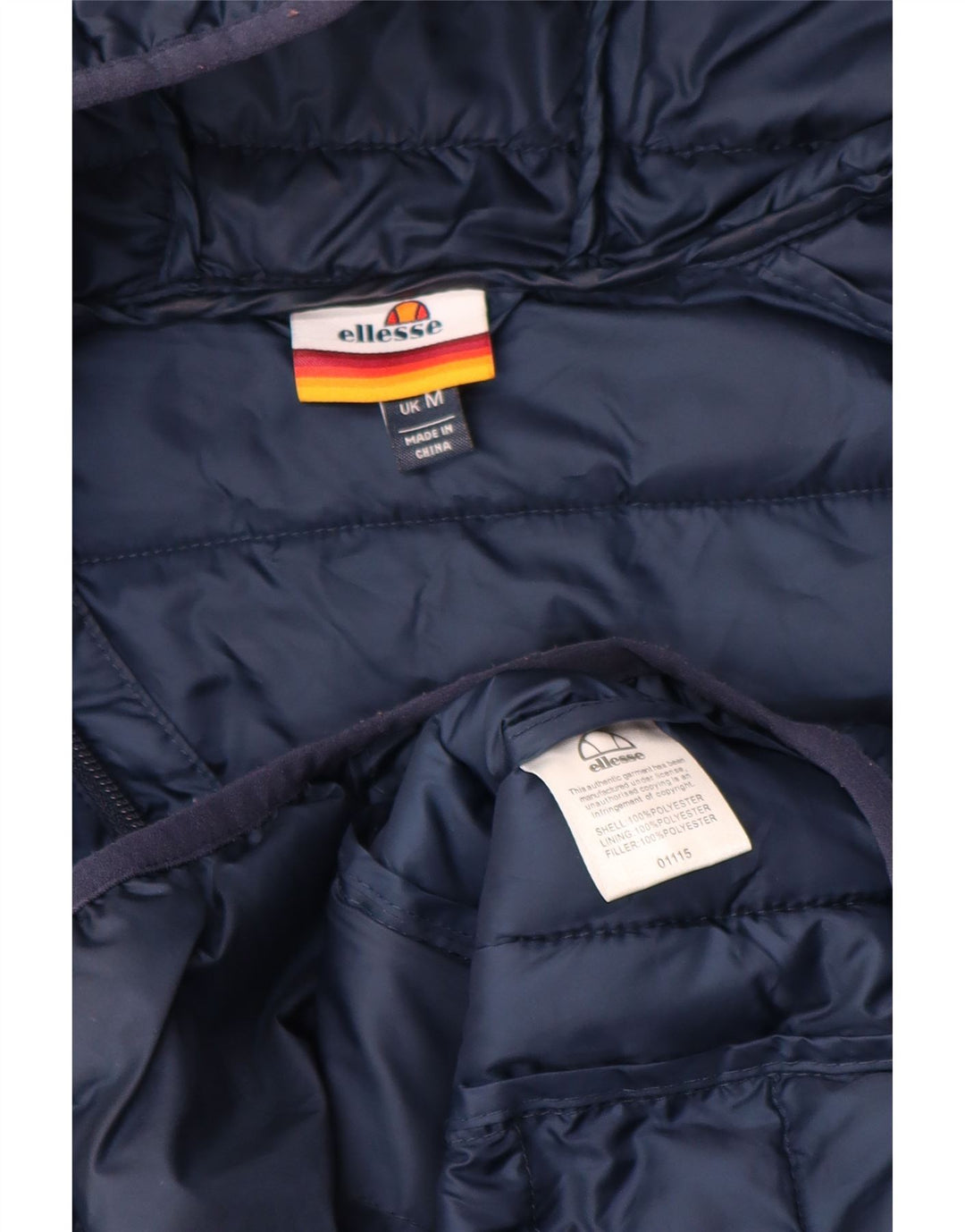 Ellesse Veste matelassée à capuche pour homme UK 38 Bleu marine moyen Polyester