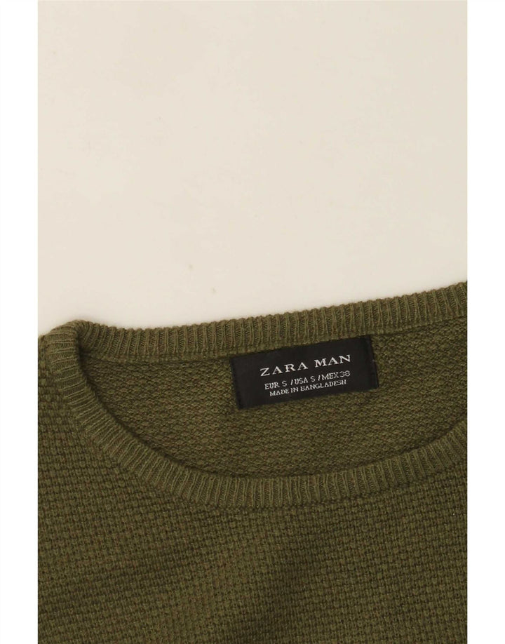 Zara Pull à col rond pour homme Petit Kaki