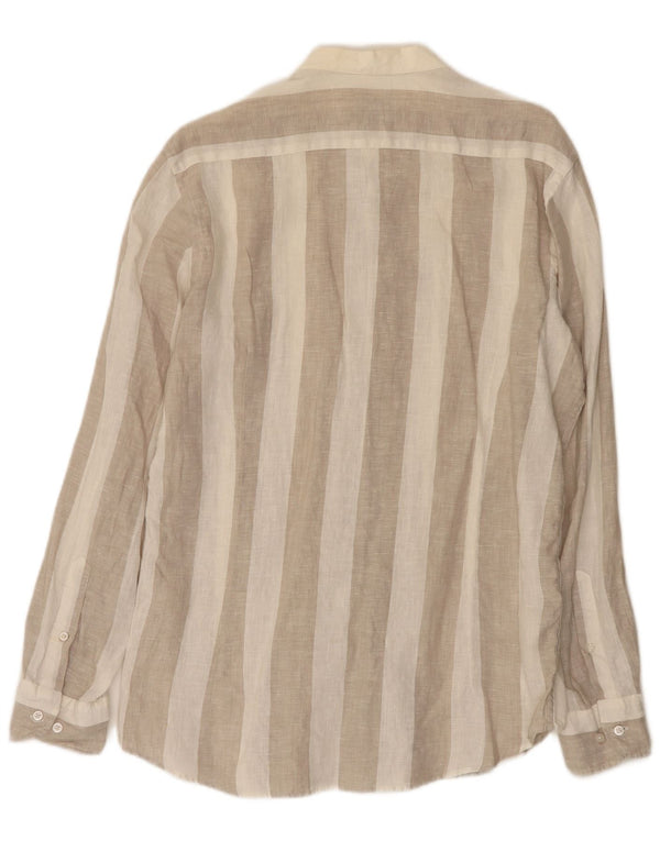 Massimo Dutti Chemise Homme Lin Rayé Beige Moyen