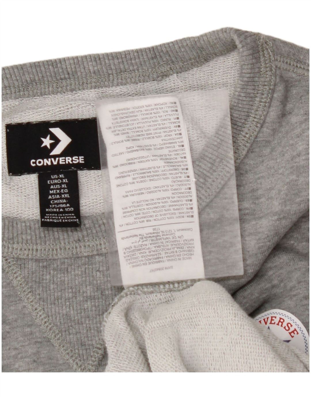 CONVERSE Sweat-shirt pour femme UK 18 XL Gris Coton