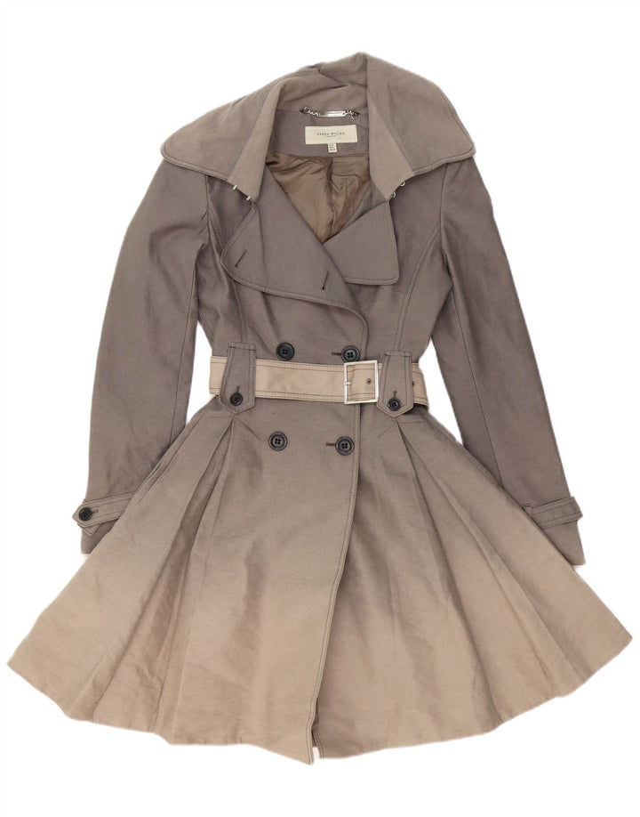 KAREN MILLEN Trench Femme UK 6 XS Gris Coton