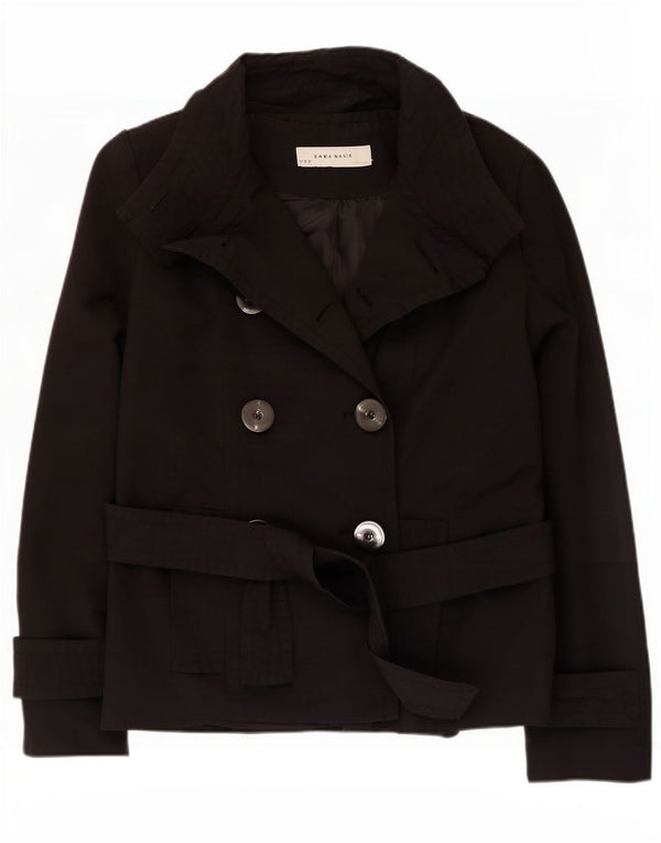Zara Femme Caban UK 12 Moyen Noir Coton