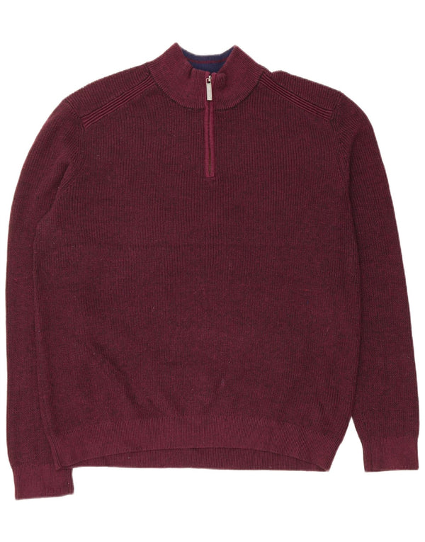 Ted Baker Pull à col zippé pour homme Taille 6 2XL Bordeaux Polyester