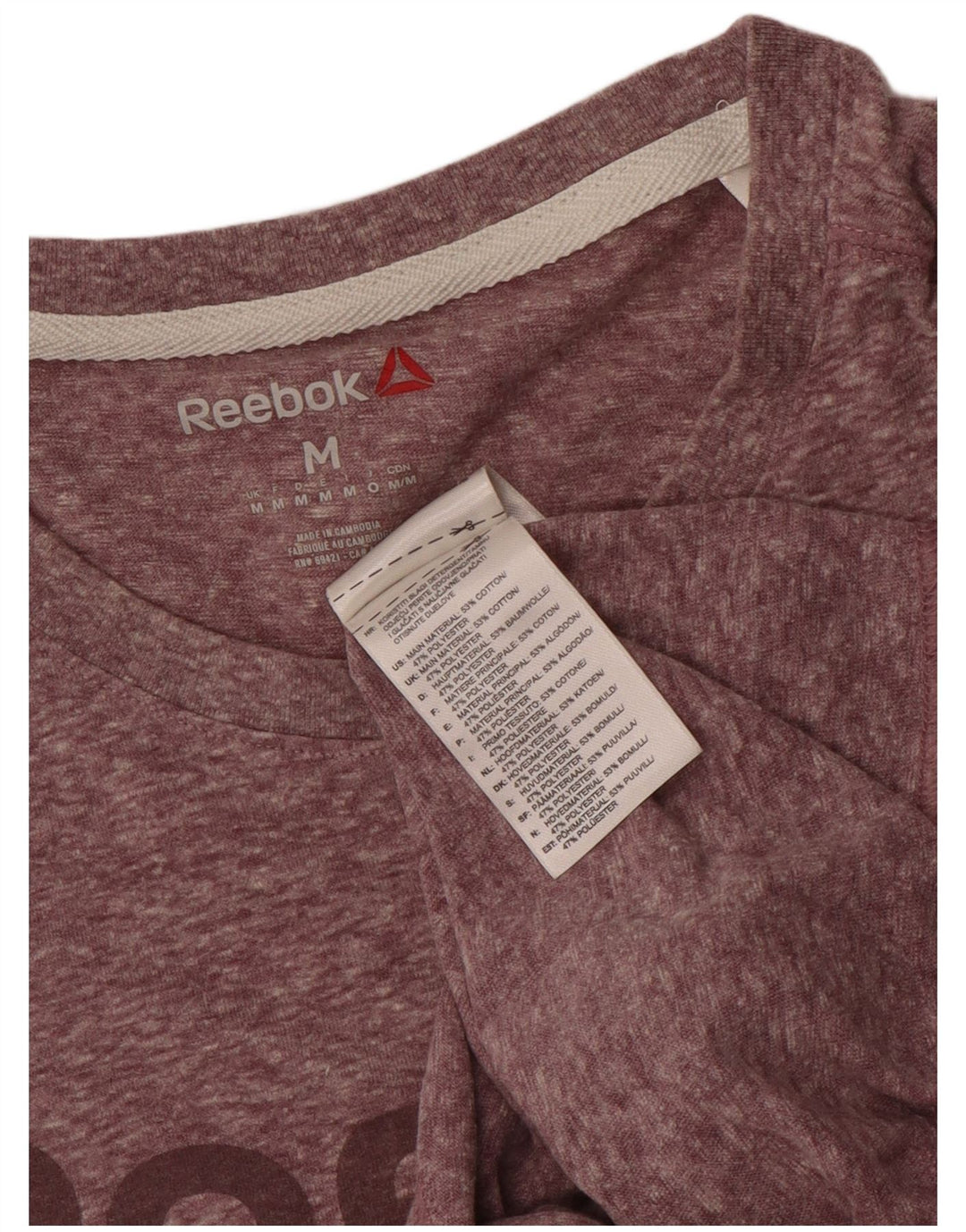 Reebok Tee-Shirt Graphique Homme Rose Moyen Flecked Cotton
