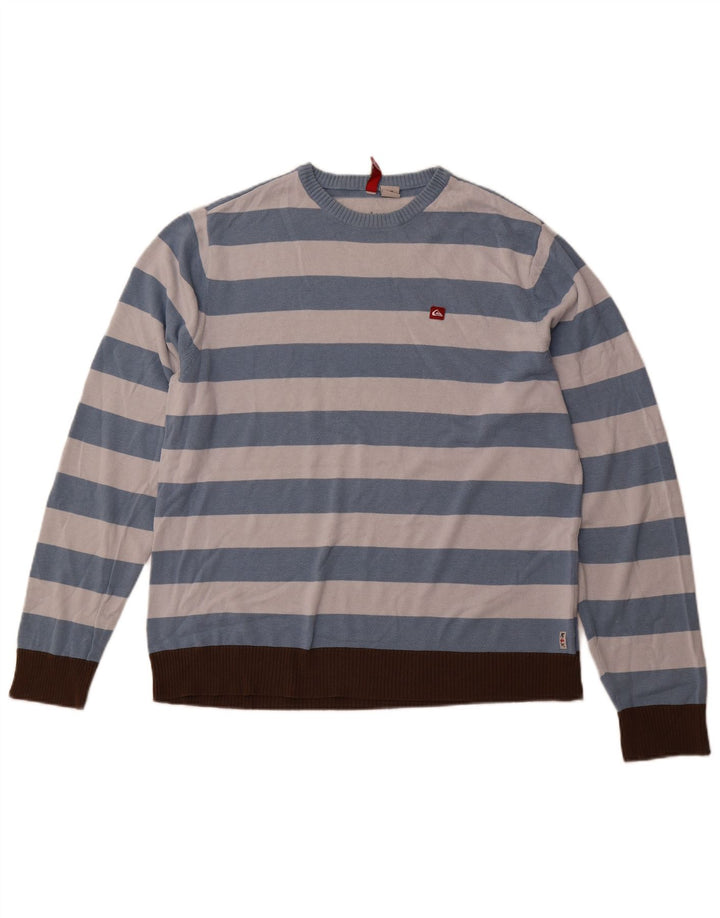 QUIKSILVER Pull col rond pour homme en acrylique à rayures bleues