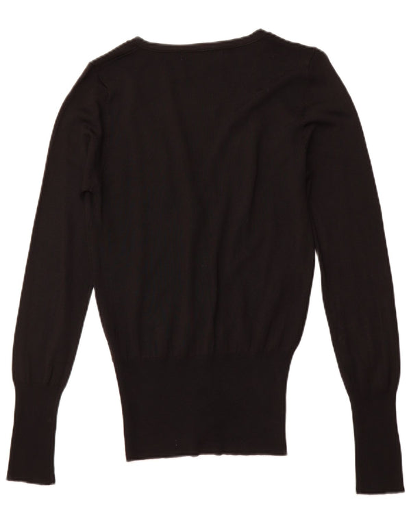 ZARA Femme Cardigan Pull UK 10 Petit Noir Viscose