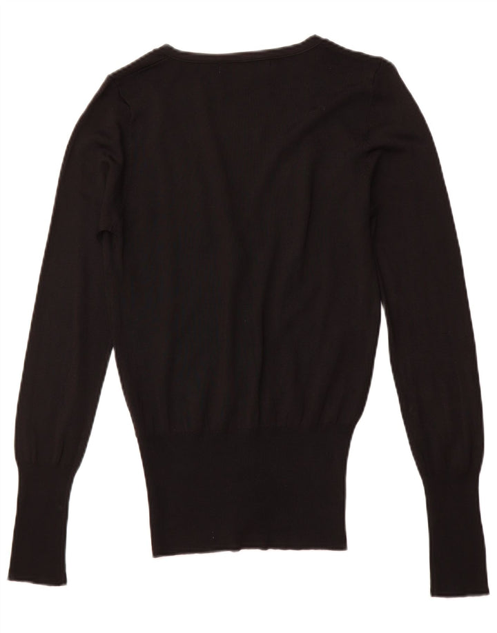 ZARA Femme Cardigan Pull UK 10 Petit Noir Viscose