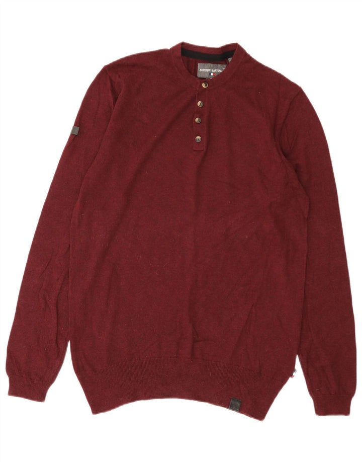 Superdry Pull à col rond en coton bordeaux moyen pour homme