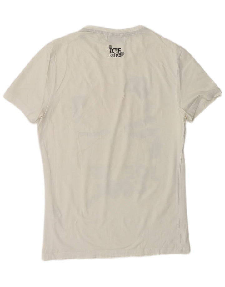 ICEBERG T-Shirt Graphique Homme Blanc Moyen Coton