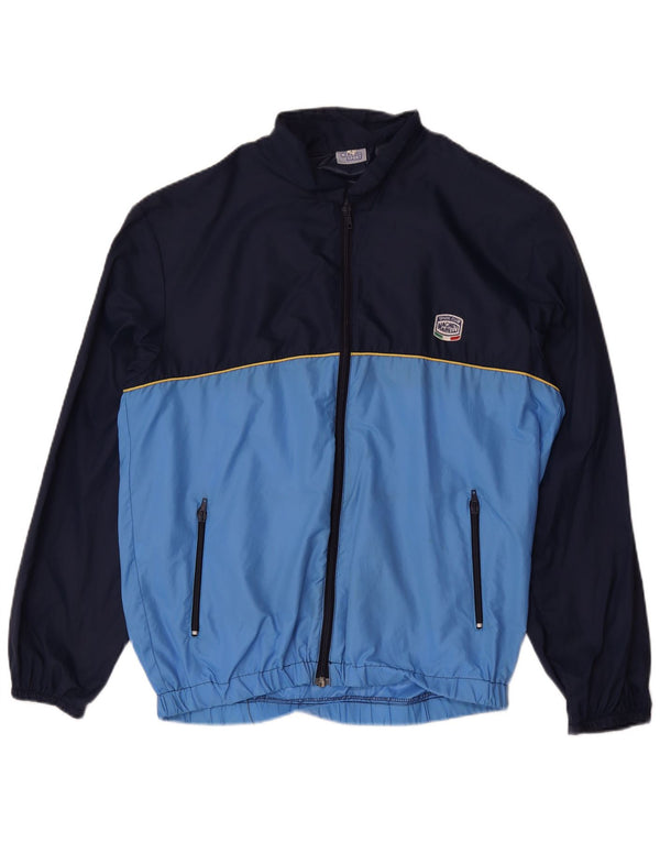 vintage Mens Survêtement Top Veste Grand Bleu Marine Colourblock