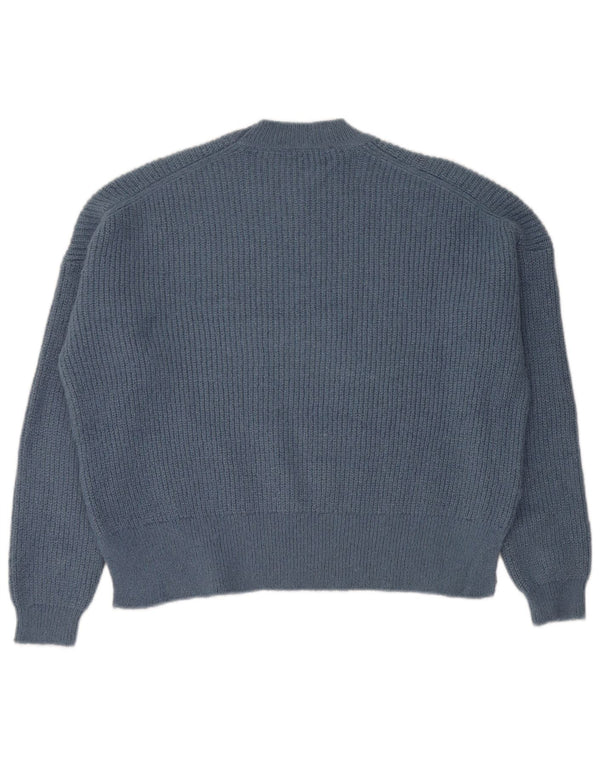 Zara Pull surdimensionné à col rond pour femme UK 10 Petit Acrylique Bleu