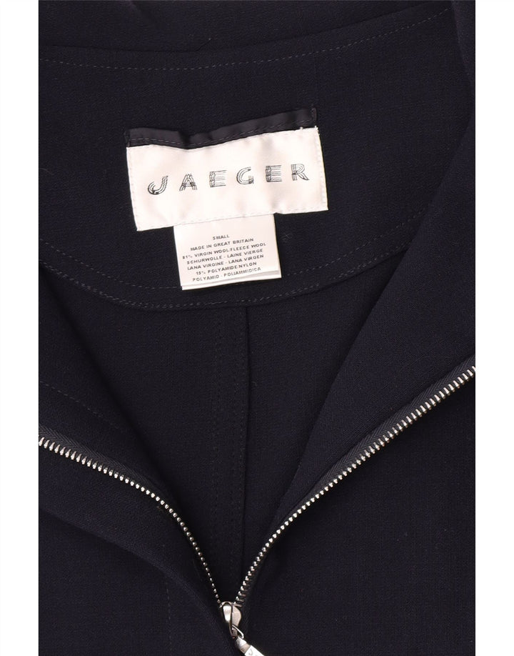 Jaeger Manteau surdimensionné à capuche pour femme UK 10 Petite laine vierge bleu marine
