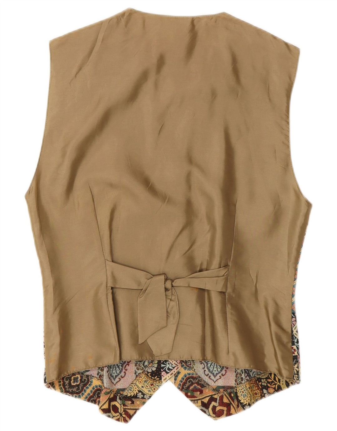 VINTAGE Gilet Femme UK 12 Moyen Beige Paisley Polyester