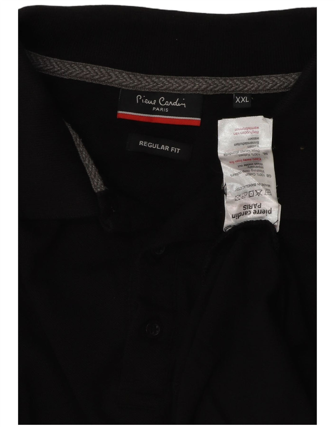 PIERRE CARDIN Polo à manches longues coupe régulière pour homme 2XL en coton noir