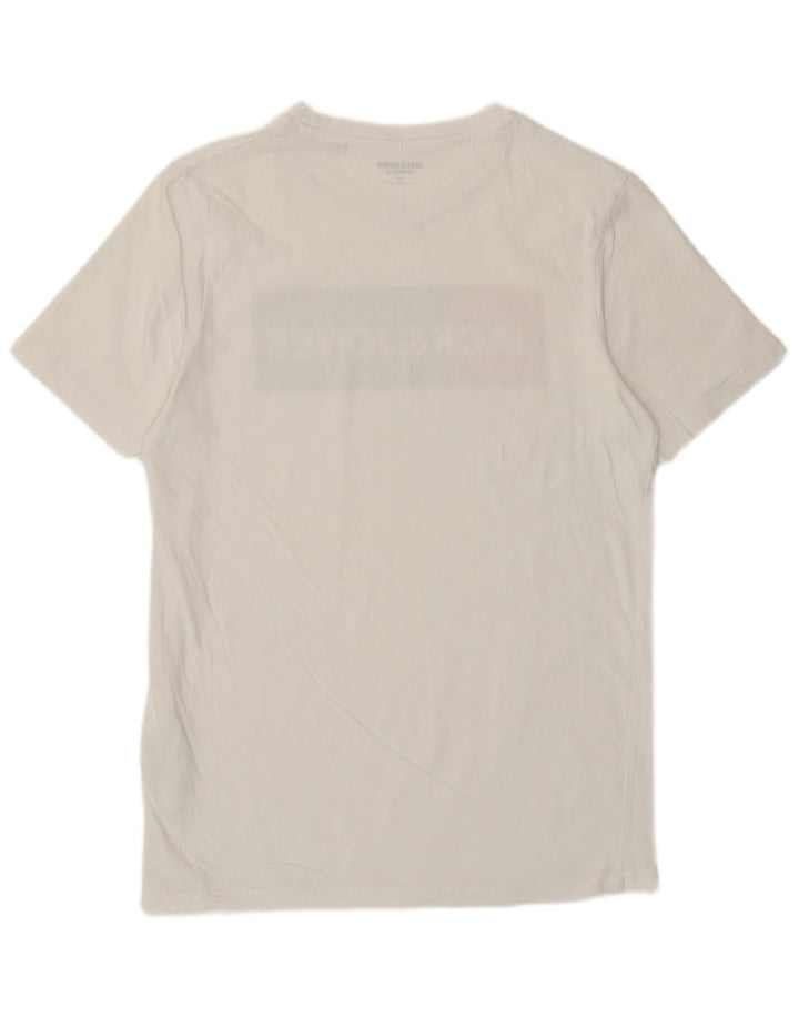 JACK & JONES Mens Graphic T-Shirt Top Medium White Cotton