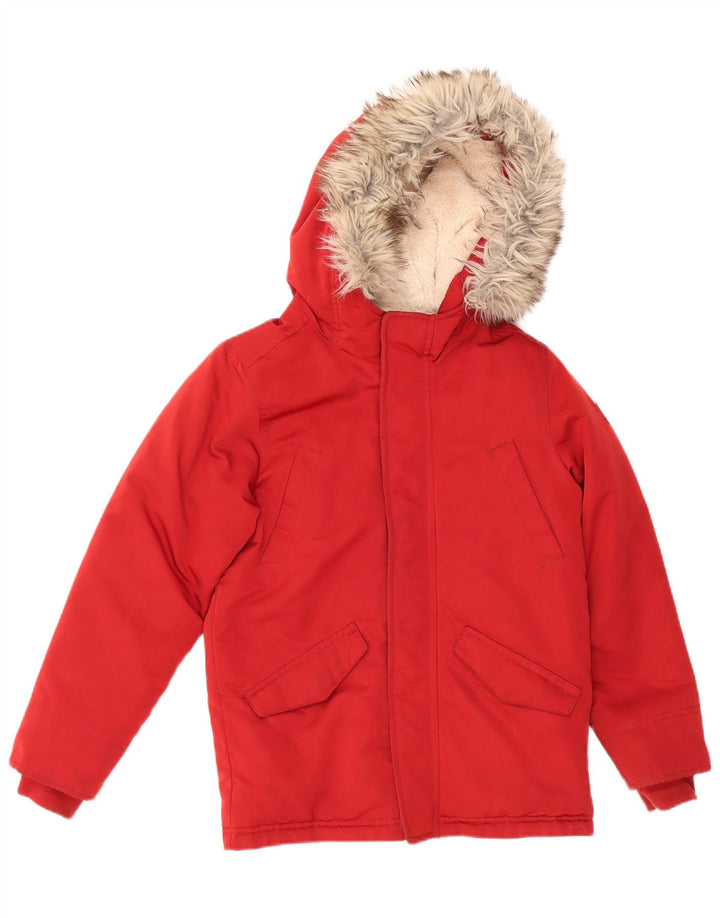 ABERCROMBIE & FITCH Parka à capuche pour garçon 9-10 ans Rouge Coton