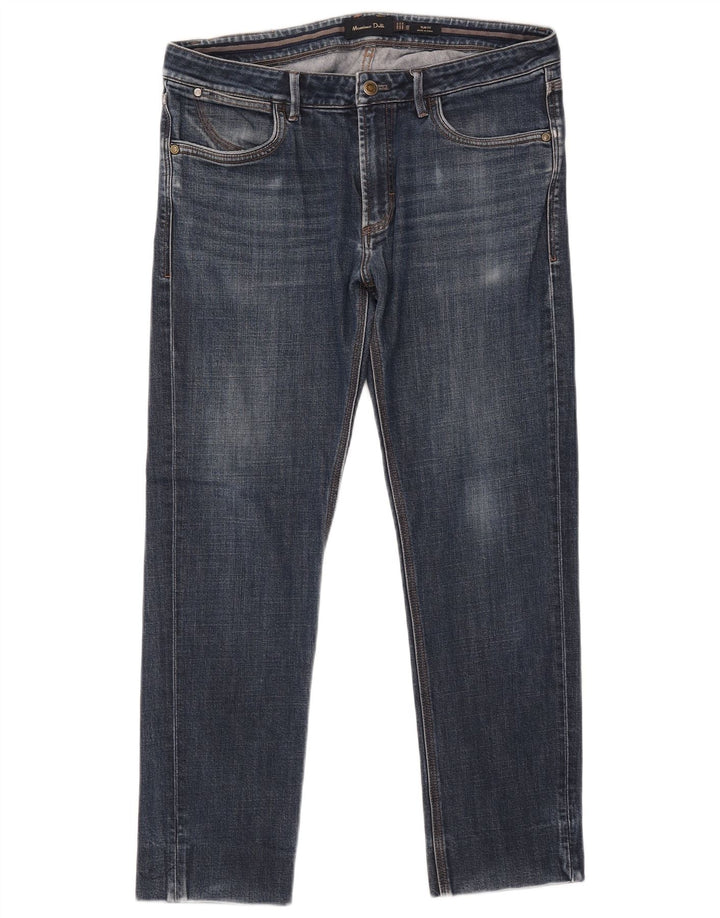 MASSIMO DUTTI Jean Slim Homme EU 42 Large W34 L27 Bleu Coton