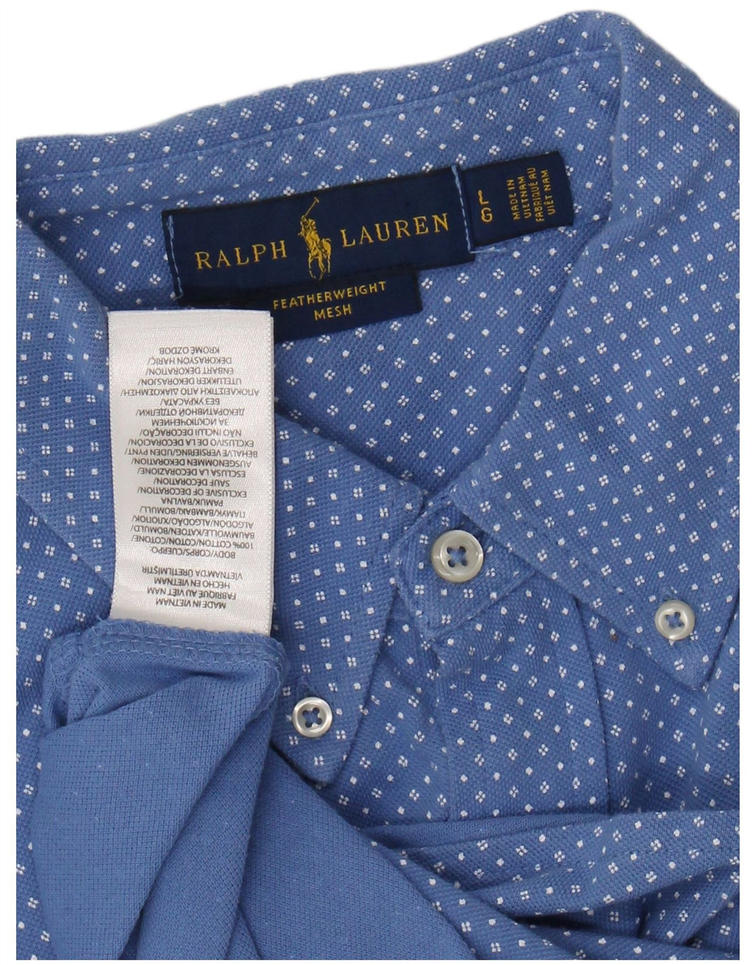 Ralph Lauren Chemise en maille poids plume pour homme, grand coton à pois bleu
