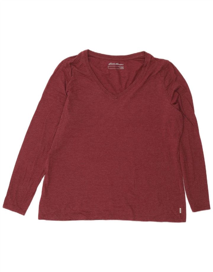 Eddie Bauer Haut à manches longues pour femme UK 20 2XL Coton bordeaux