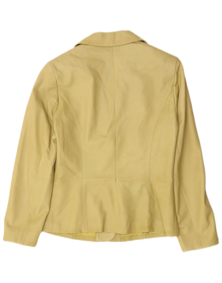 Elegance Veste blazer en cuir à 3 boutons pour femme UK 10 Petit cuir vert