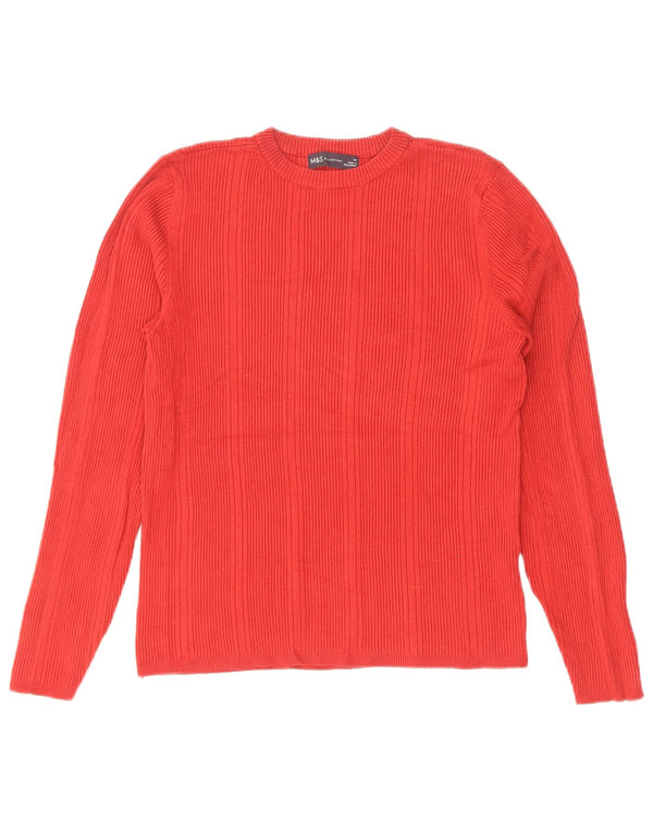Marks & Spencer Pull à col rond pour femme UK 14 Viscose rouge moyen