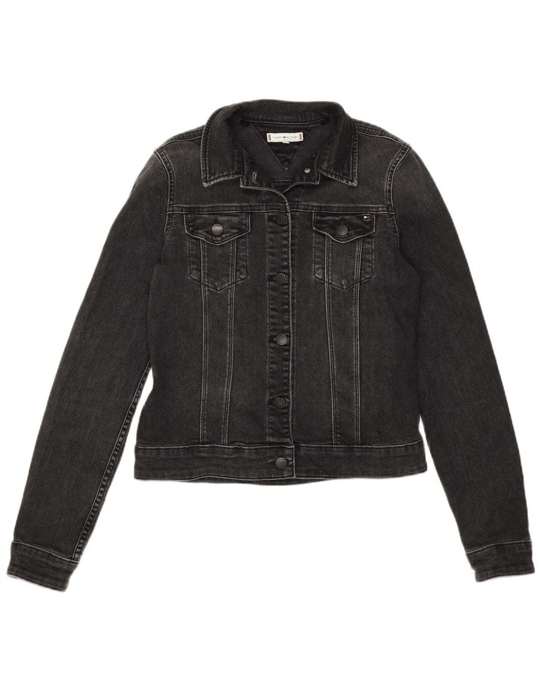 Tommy Hilfiger Veste en jean crop pour femme US 6 Coton gris moyen