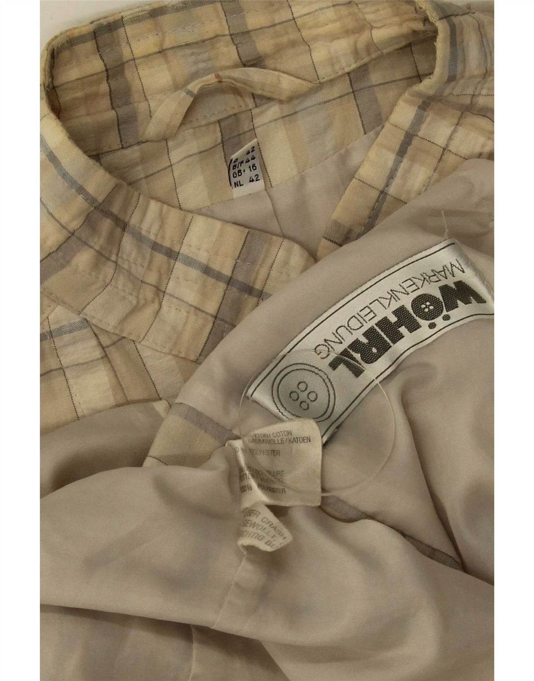 Wohrl Veste Bomber Femme UK 16 Grand Coton à Carreaux Beige